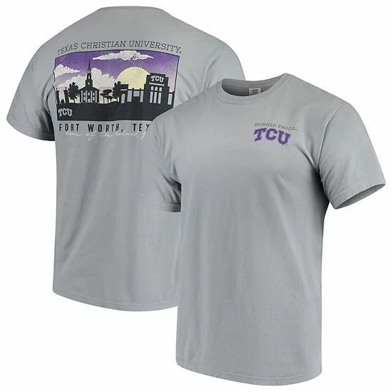 Coupon 😍 Unbranded Men's Gray TCU Horned Frogs Team Comfort Colors Campus Scenery T-Shirt ✔️ - Image 2