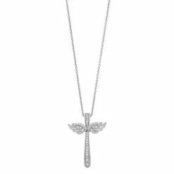 Brand new ⌛ Unbranded Sterling Silver 1/10 Carat T.W. Diamond Cross Pendant Necklace ✔️