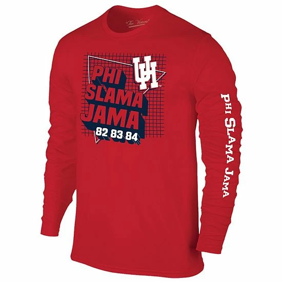 Buy ๐ Unbranded Men's Original Retro Brand Red Houston Cougars Phi Slama Jama Long Sleeve T-Shirt ๐