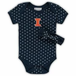 Best deal 🥰 Unbranded 👧 Girls Newborn & Infant Navy Illinois Fighting Illini Hearts Bodysuit & Headband Set ❤️