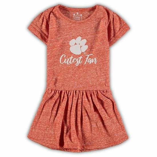 New ๐งจ Unbranded Infant ๐ง Girls Orange Clemson Tigers Knobby Slub T-Shirt ๐ Dress โ๏ธ