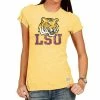 Discount 🧨 Unbranded 👩 Women's Original Retro Brand Yellow LSU Tigers Tri-Blend Crew Neck T-Shirt 🛒