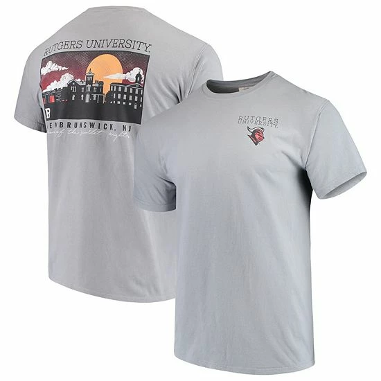 Hot Sale ๐ Unbranded Men's Gray Rutgers Scarlet Knights Team Comfort Colors Campus Scenery T-Shirt ๐