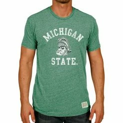 Budget 🔥 Unbranded Men's Original Retro Brand Heather Green Michigan State Spartans Vintage Gruff Tri-Blend T-Shirt ✔️