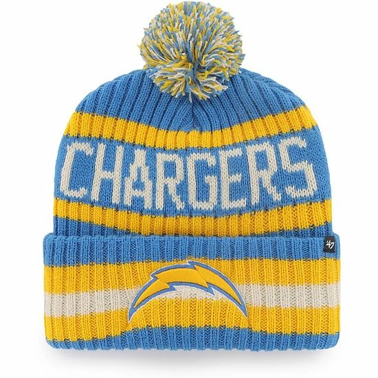 Hot Sale โญ Unbranded Men's '47 Powder Blue Los Angeles Chargers Bering Cuffed Knit Hat With Pom ๐ - Image 2
