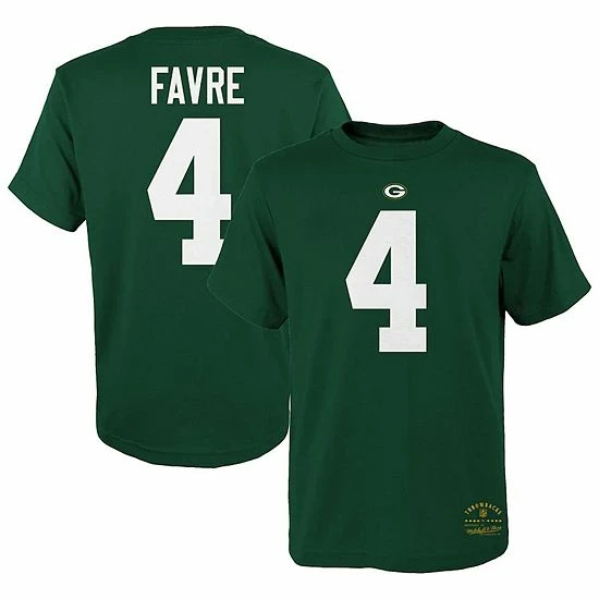 Deals 🧨 Unbranded Youth Mitchell & Ness Brett Favre Green Green Bay Packers Retired Retro Player Name & Number T-Shirt 🥰