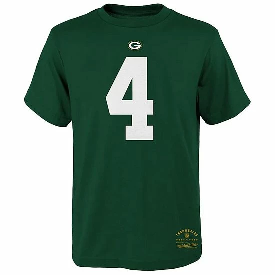 Deals 🧨 Unbranded Youth Mitchell & Ness Brett Favre Green Green Bay Packers Retired Retro Player Name & Number T-Shirt 🥰 - Image 3