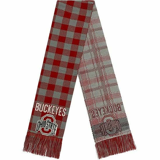 New ✔️ Unbranded FOCO Ohio State Buckeyes Plaid Color Block Scarf 😉