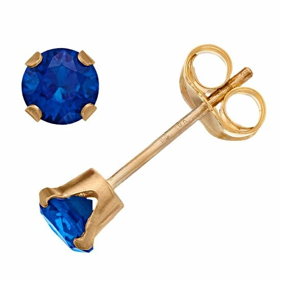 Outlet ๐ Unbranded Pure Gem Collection 10k Gold Lab-Created Sapphire Stud Earrings โจ