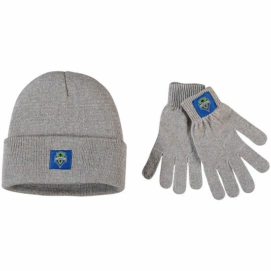 Cheap ๐ฅฐ Unbranded ๐ฉ Women's ZooZatz Heathered Gray Seattle Sounders FC Cuffed Knit Hat & Gloves Set โ