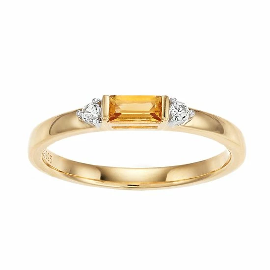 Budget 🥰 Unbranded 14k Gold Over Silver Lab-Created White Sapphire & Gemstone Ring Blue Topaz ✔️ - Image 4