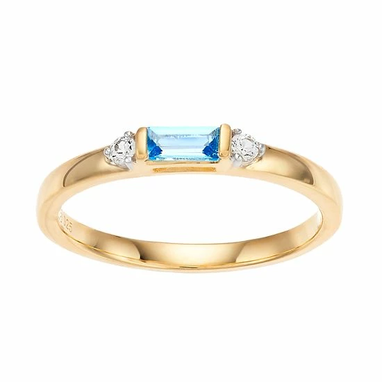 Budget 🥰 Unbranded 14k Gold Over Silver Lab-Created White Sapphire & Gemstone Ring Blue Topaz ✔️ - Image 5