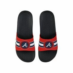 Buy ⭐ Unbranded FOCO Atlanta Braves Stripe Raised Slide 🩴 Sandals 😀