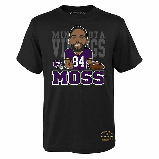 Top 10 🎁 Unbranded Youth Mitchell & Ness Randy Moss Black Minnesota Vikings Caricature Graphic T-Shirt ⌛