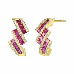 Wholesale 🔥 Unbranded 14k Gold Over Silver Lab-Created Ruby & Lab-Created White Sapphire Drop Earrings 🔥