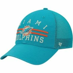 Hot Sale 🤩 Unbranded Men's '47 Aqua Miami Dolphins Highpoint Trucker Clean Up Snapback Hat 🤩