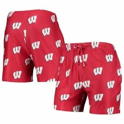 Best deal ❤️ Unbranded Men's Concepts Sport Red Wisconsin Badgers Flagship Allover Print Jam Shorts 🎉