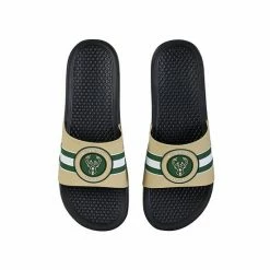 Hot Sale 🎁 Unbranded FOCO Milwaukee Bucks Stripe Raised Slide 🩴 Sandals 😀