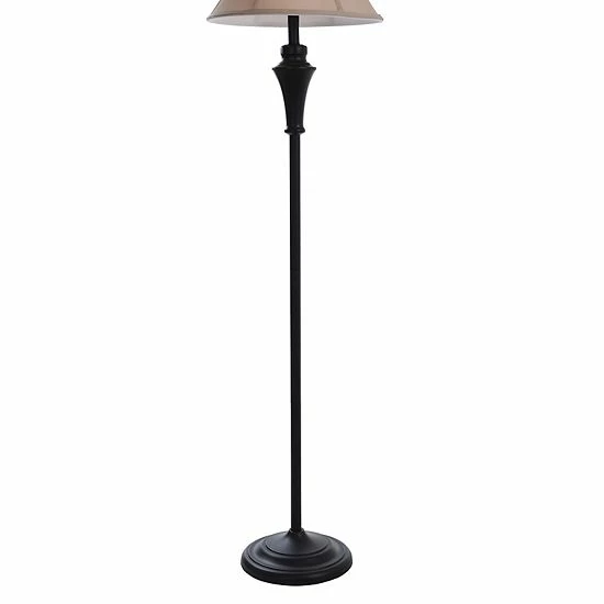 Brand new โ Unbranded Floor Lamp And Table Lamp Bronze Wood Finish Geneva Taupe Fabric Shade Set Of 3: 2 Table, 1 Floor ๐ - Image 5