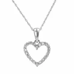 Cheapest 🔔 Unbranded 10k White Gold 1/4-ct. T.W. Round-Cut Diamond Heart Pendant 💯