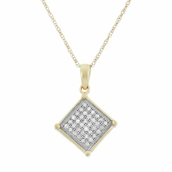 Flash Sale 🤩 Unbranded 1/8 Carat T.W. Diamond 10k Gold Square Pendant Necklace 🌟