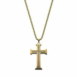 Outlet ❤️ Unbranded Men's Gold Tone Stainless Steel Cross Pendant Necklace 🌟