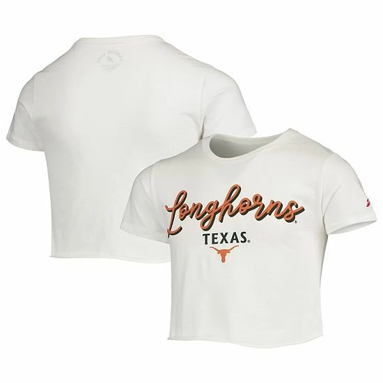 Coupon 👏 Unbranded 👧 Girls Youth League Collegiate Wear White Texas Longhorns Cropped T-Shirt 🥰