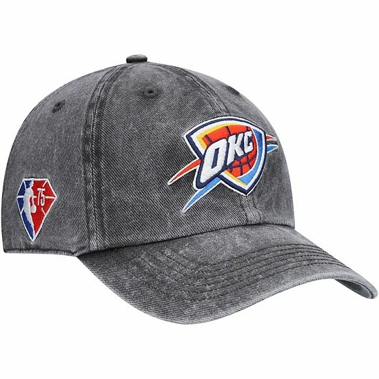 Budget ⌛ Unbranded Men's '47 Black Oklahoma City Thunder 75th Anniversary Rocker Clean Up Adjustable Hat 🤩 - Image 2