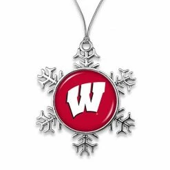 Cheap ⭐ Unbranded Wisconsin Badgers Snowflake Metal Ornament ✨