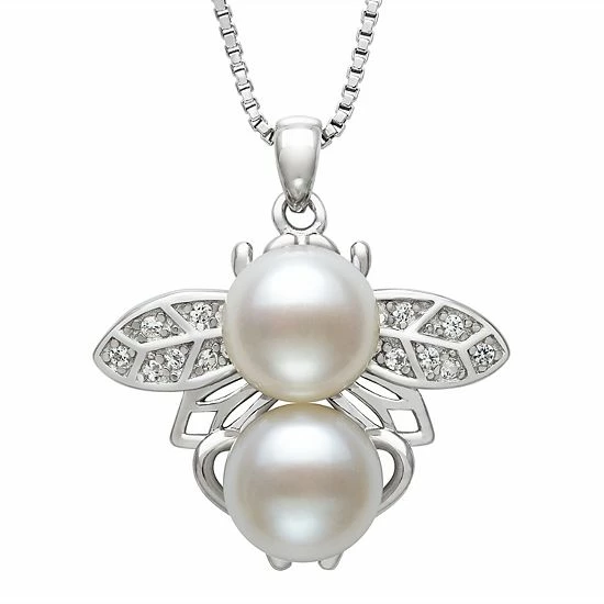 Best reviews of ⌛ Unbranded Sterling Silver Freshwater Cultured Pearl & Cubic Zirconia Accent Bee Pendant Necklace ⌛ - Image 2
