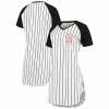 Outlet 🧨 Unbranded 👩 Women's Concepts Sport White/Black San Francisco Giants Vigor Pinstripe Raglan V-Neck Nightshirt 🌟