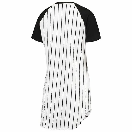 Outlet ๐งจ Unbranded ๐ฉ Women's Concepts Sport White/Black San Francisco Giants Vigor Pinstripe Raglan V-Neck Nightshirt ๐ - Image 4