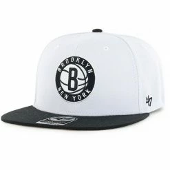 Flash Sale 🎁 Unbranded Men's '47 White/Black Brooklyn Nets Two-Tone No Shot Captain Snapback Hat ❤️
