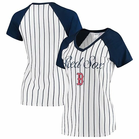 New 💯 Unbranded 👩 Women's Concepts Sport White/Navy Boston Red Sox Vigor Pinstripe T-Shirt 🛒