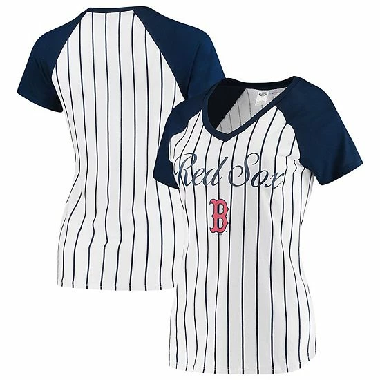 New 💯 Unbranded 👩 Women's Concepts Sport White/Navy Boston Red Sox Vigor Pinstripe T-Shirt 🛒 - Image 2