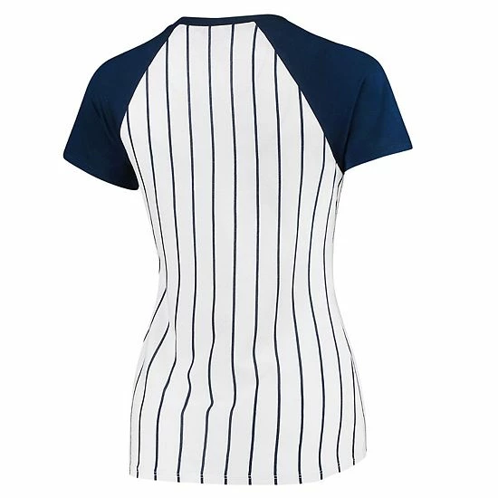 New 💯 Unbranded 👩 Women's Concepts Sport White/Navy Boston Red Sox Vigor Pinstripe T-Shirt 🛒 - Image 4