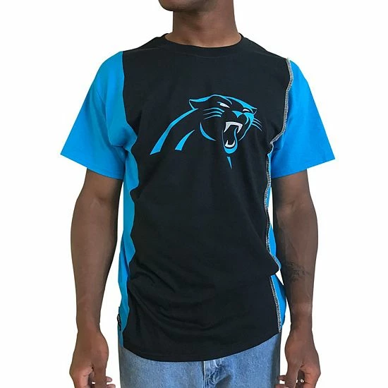 Best reviews of โ๏ธ Unbranded Men's Refried Apparel Black/Blue Carolina Panthers Sustainable Upcycled Split T-Shirt ๐ - Image 2