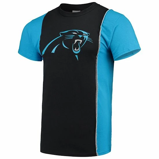 Best reviews of โ๏ธ Unbranded Men's Refried Apparel Black/Blue Carolina Panthers Sustainable Upcycled Split T-Shirt ๐ - Image 3
