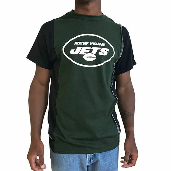 Outlet ๐งจ Unbranded Men's Refried Apparel Green/Black New York Jets Sustainable Upcycled Split T-Shirt ๐ฅ - Image 2