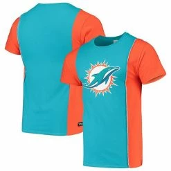 Top 10 💯 Unbranded Men's Refried Apparel Aqua/Orange Miami Dolphins Sustainable Upcycled Split T-Shirt 🎁