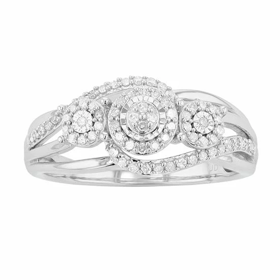 Brand new ๐ Unbranded Sterling Silver 1/4 Carat T.W. Diamond Halo Ring โจ - Image 3