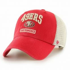 Best Sale 😀 Unbranded Men's '47 Scarlet/White San Francisco 49ers Morgantown Trucker Clean Up Snapback Hat 😀