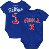 Coupon 🧨 Unbranded Infant Mitchell & Ness Allen Iverson Royal Philadelphia 76ers Hardwood Classics Name & Number Bodysuit 😍