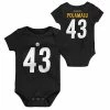 Outlet 😀 Unbranded Infant Mitchell & Ness Troy Polamalu Black Pittsburgh Steelers Mainliner Retired Player Name & Number Bodysuit 🔔