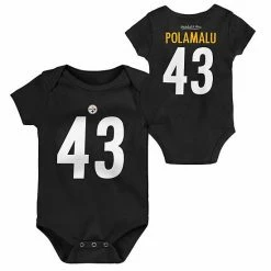 Outlet 😀 Unbranded Infant Mitchell & Ness Troy Polamalu Black Pittsburgh Steelers Mainliner Retired Player Name & Number Bodysuit 🔔