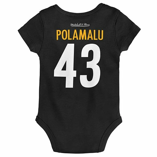 Outlet ๐ Unbranded Infant Mitchell & Ness Troy Polamalu Black Pittsburgh Steelers Mainliner Retired Player Name & Number Bodysuit ๐ - Image 3