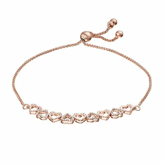 Discount ๐ Unbranded Sterling Silver 1/5 Carat T.W. Diamond Hearts Bolo Bracelet ๐ - Image 4