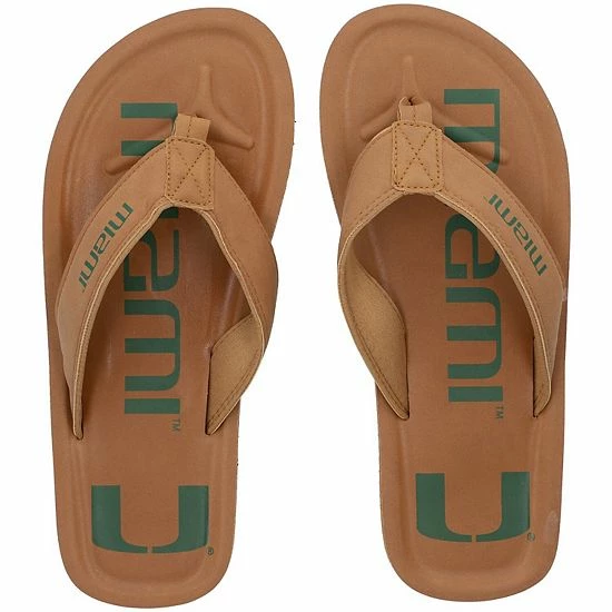 Discount 😀 Unbranded Men's FOCO Miami Hurricanes Color Pop Flip-Flop 🩴 Sandals 🤩