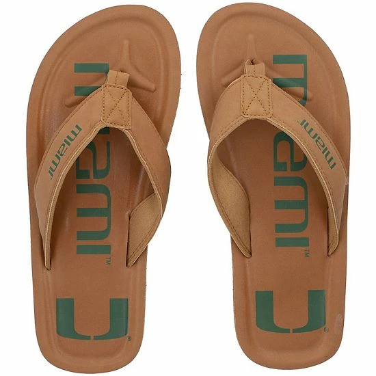 Discount 😀 Unbranded Men's FOCO Miami Hurricanes Color Pop Flip-Flop 🩴 Sandals 🤩 - Image 2