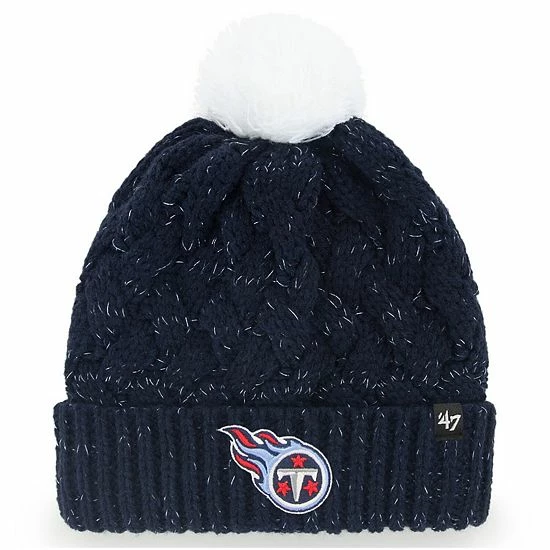 Hot Sale 👍 Unbranded 👩 Women's '47 Navy Tennessee Titans Fiona Logo Cuffed Knit Hat With Pom 👏